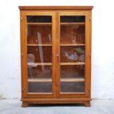 Vintage wooden glass bookcase cabinet