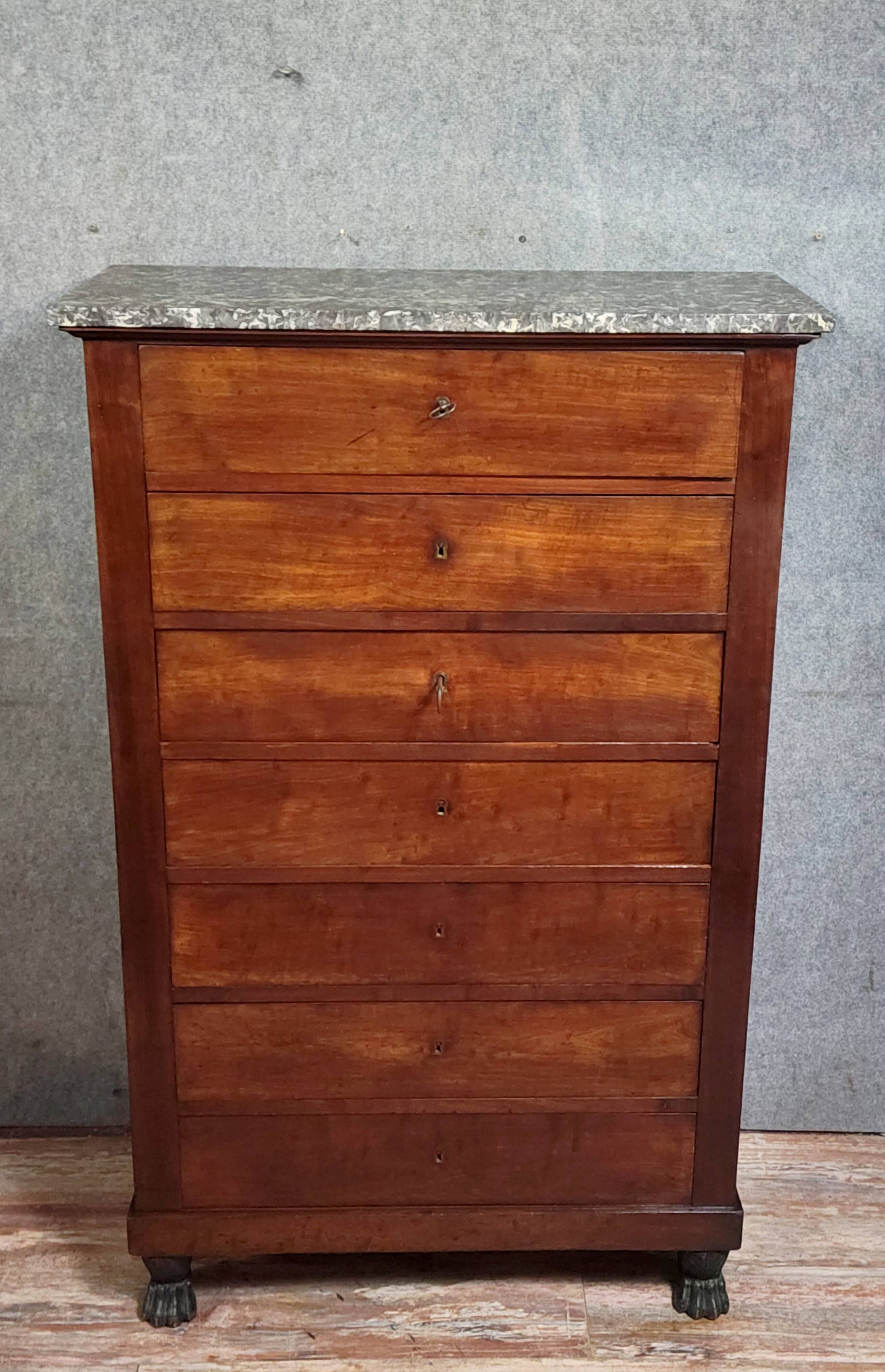 Six-drawer chest of drawers or chiffonnier, Empire / Restoration period