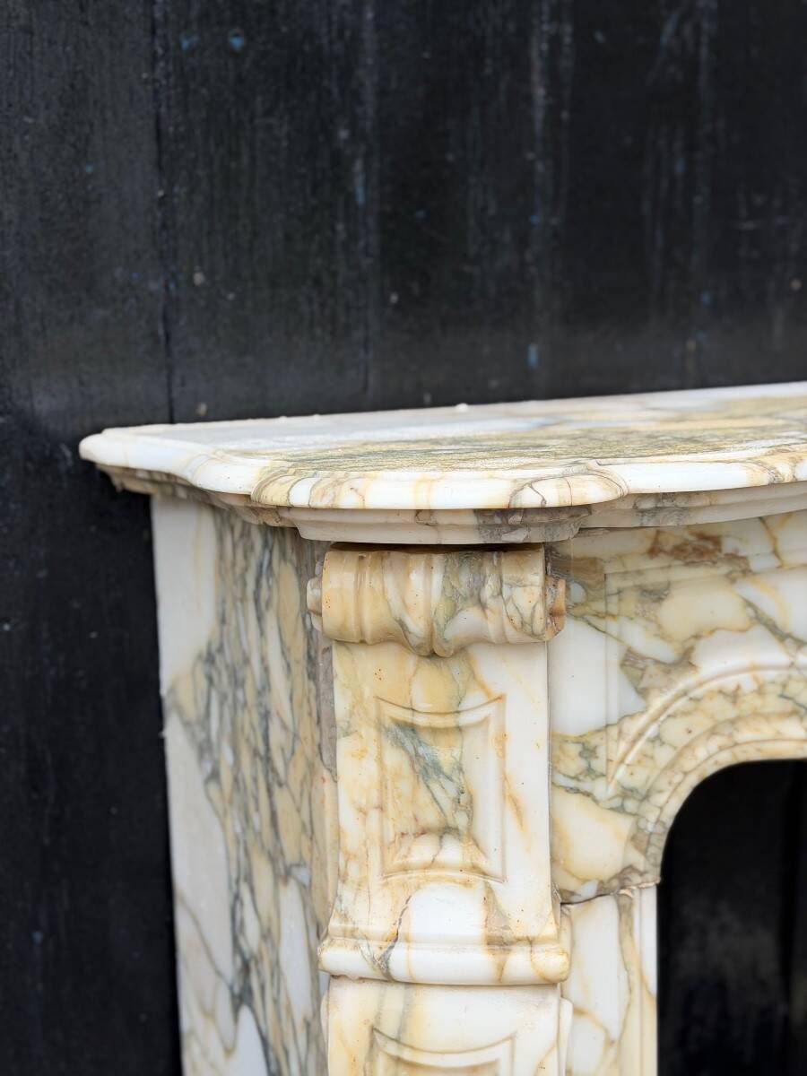 Louis XV style fireplace in purple breccia marble, circa 1880