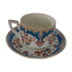Cup and saucer floral décor faience fine BFK Boch Brothers Keramis old