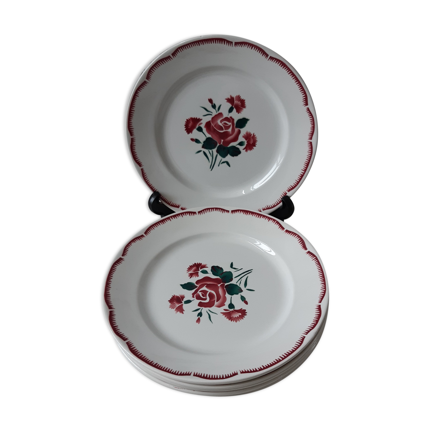 Set of 6 flat plates Badonviller 30s