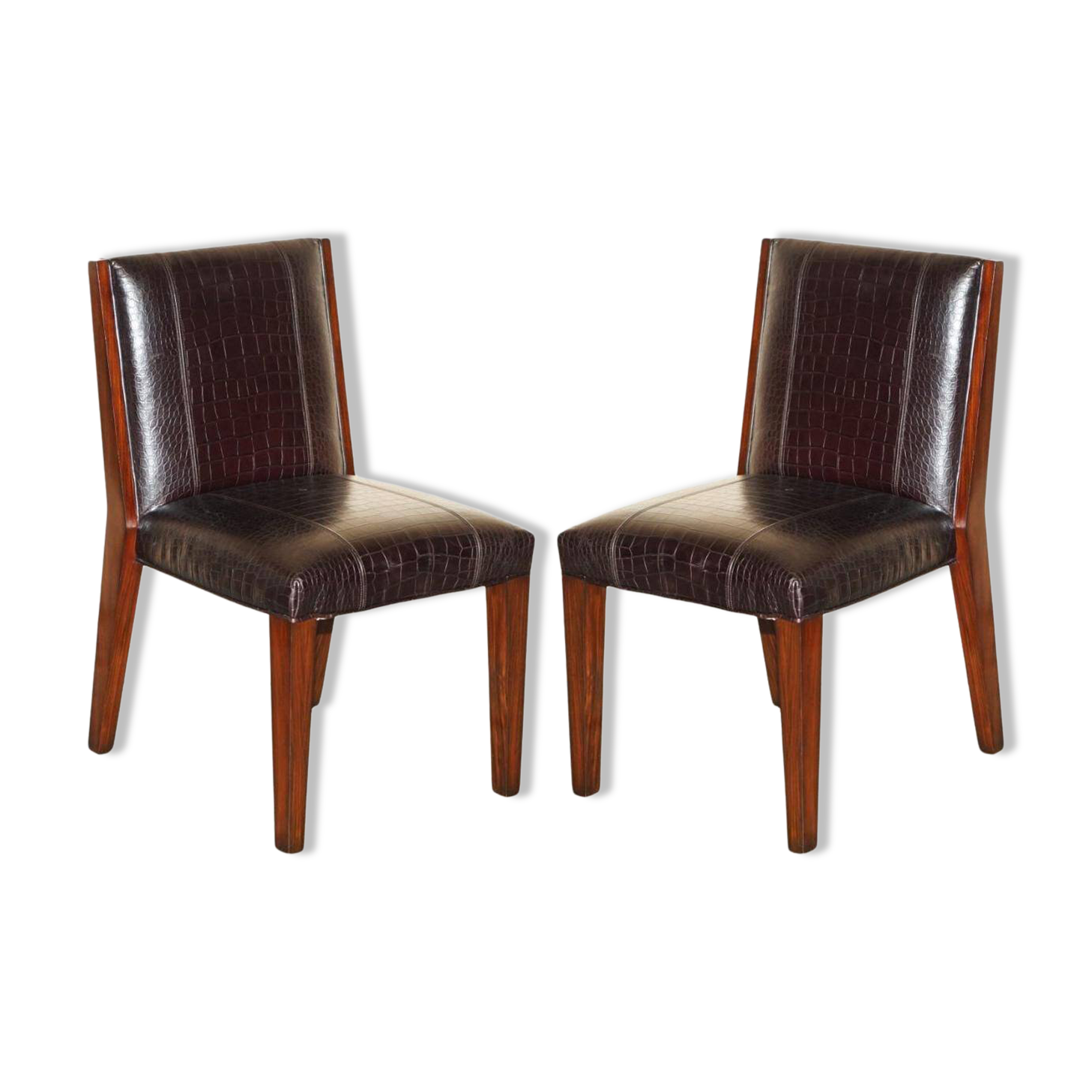 Chaises d'appoint Ralph Lauren Metropolis cuir patiné crocodile