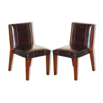 Ralph Lauren Metropolis crocodile patina leather accent chairs