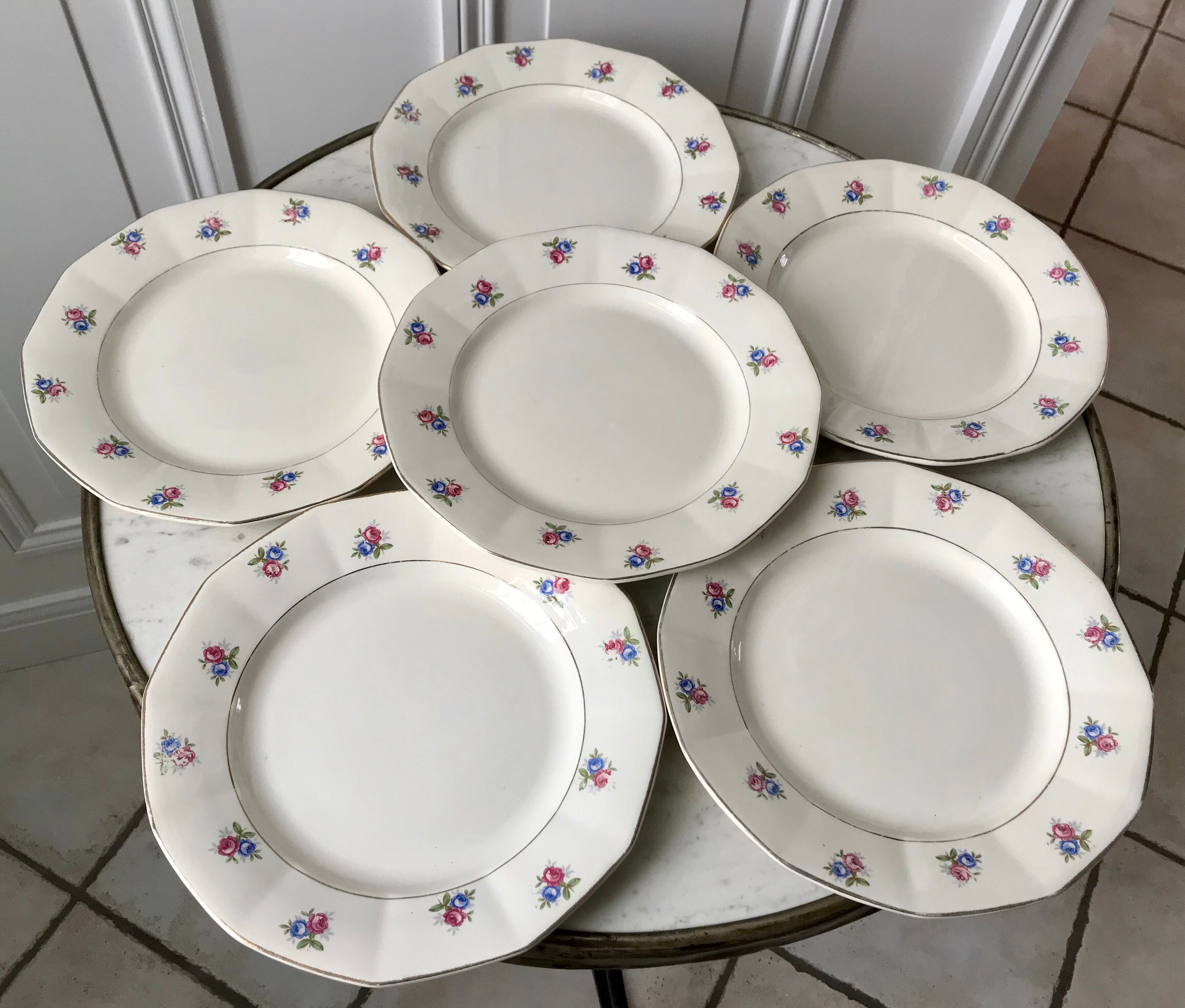 Set of 6 flat plates Digoin Sarreguemines 50s