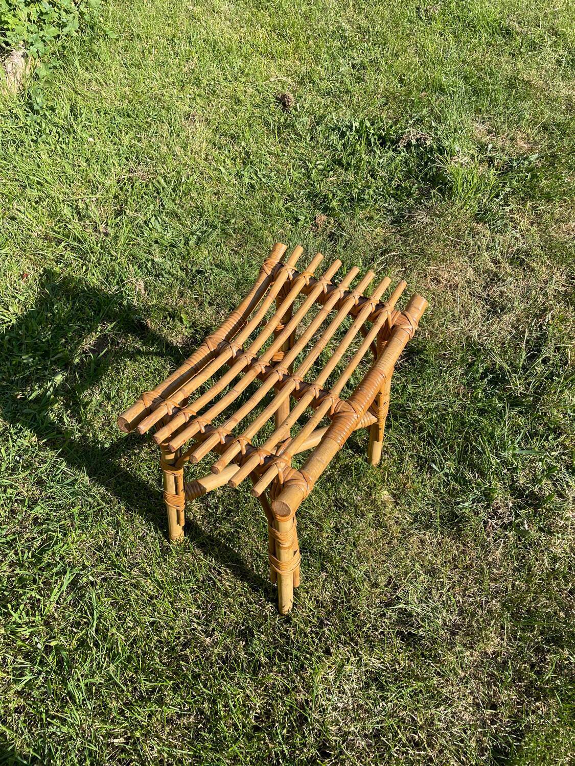 Vintage gondola rattan stool 1960