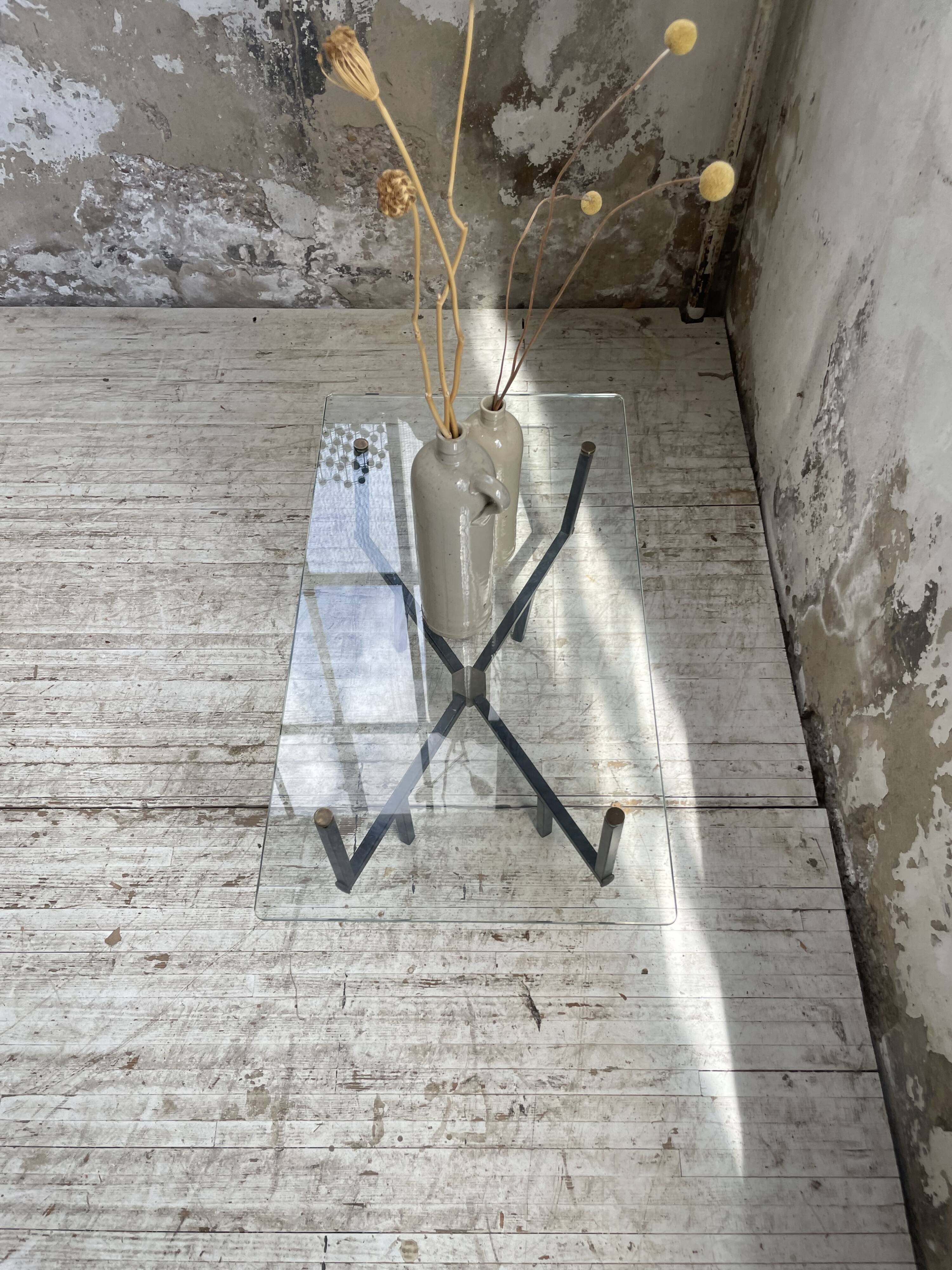 60s glass coffee table