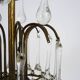 Chandelier, crown ceiling light in brass, 3 levels, 1 light, water drop pendants. 70s