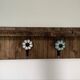 Wooden key holder shelf with hooks and ceramic knobs
