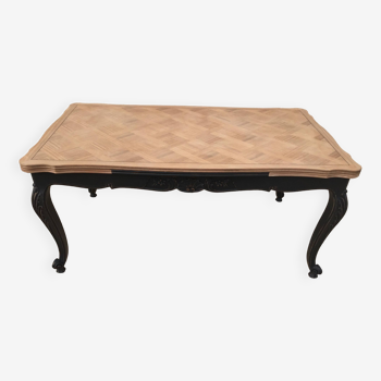 Louis XV style table in restyled mahogany with natural wood top