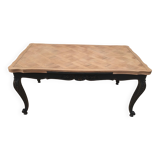 Table de style Louis XV en acajou relookée dessus bois naturel