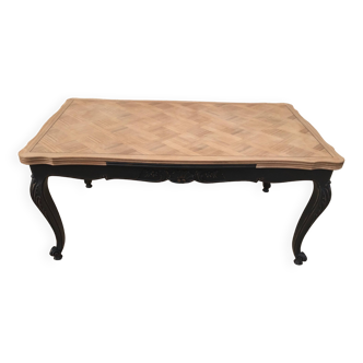 Louis XV style table in restyled mahogany with natural wood top