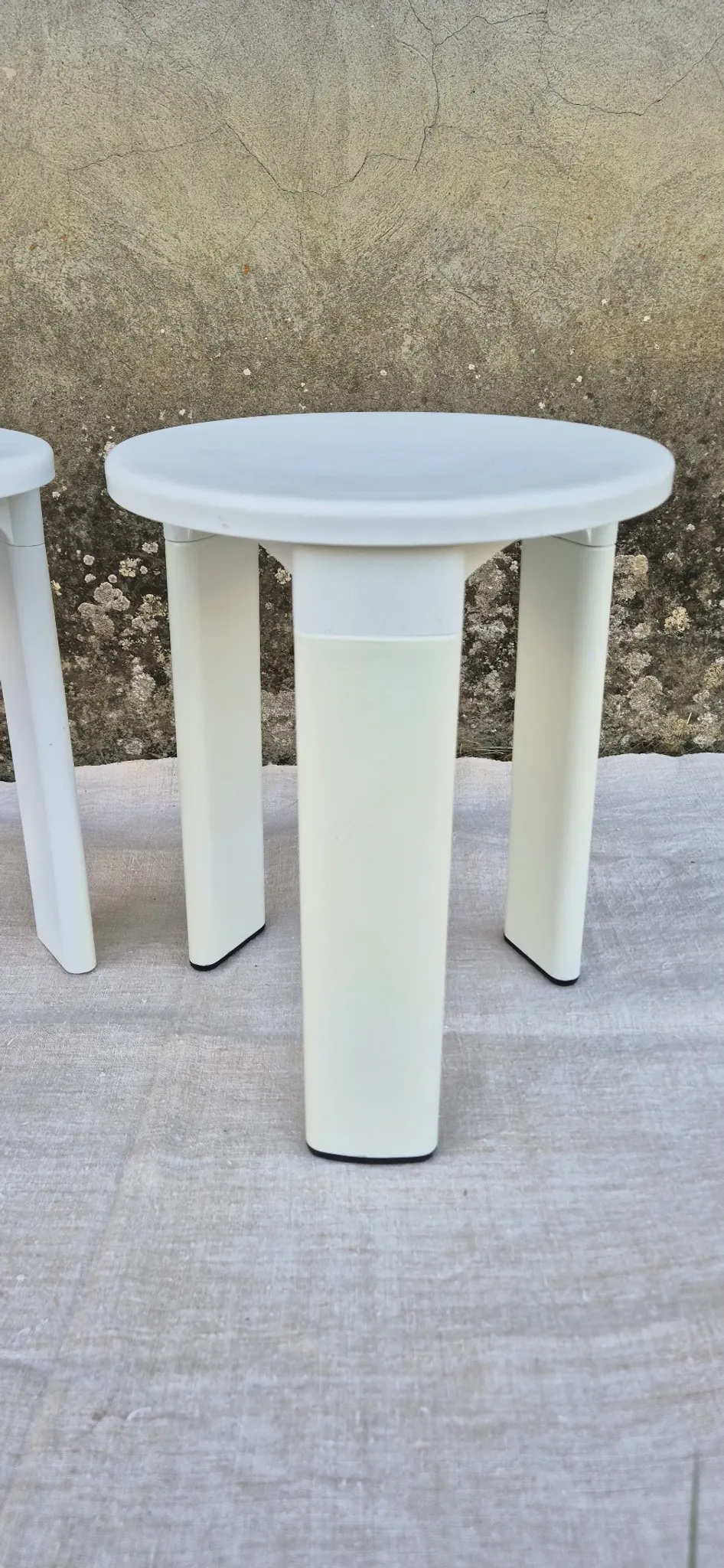 2 TATAY white plastic stools vintage 1970s
