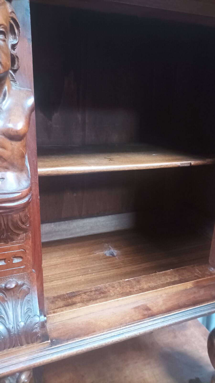 19th-century walnut buffet with two bodies.