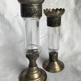 Brass and glass candle holders