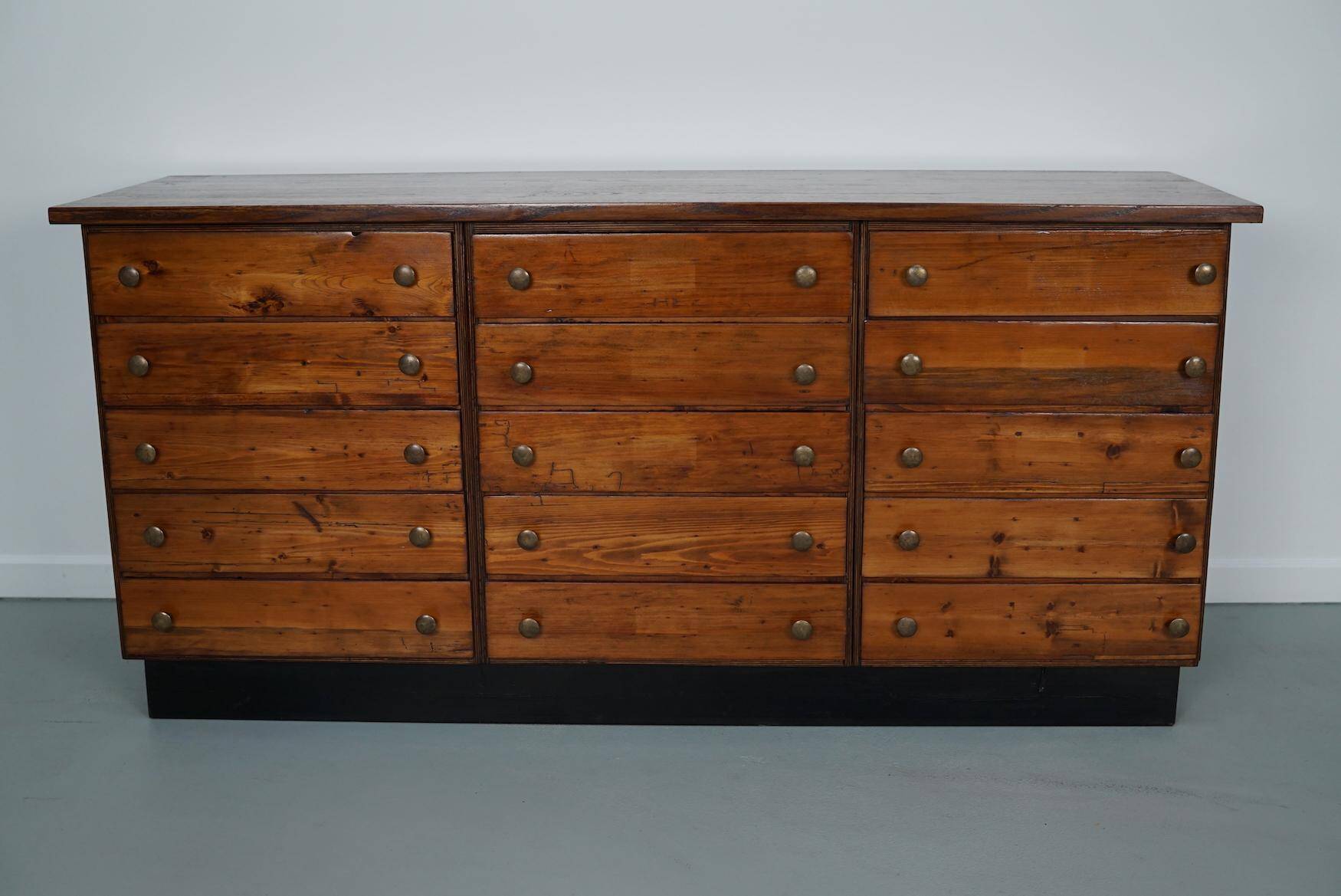 Vintage German pine & oak apothecary cabinet, 1950s