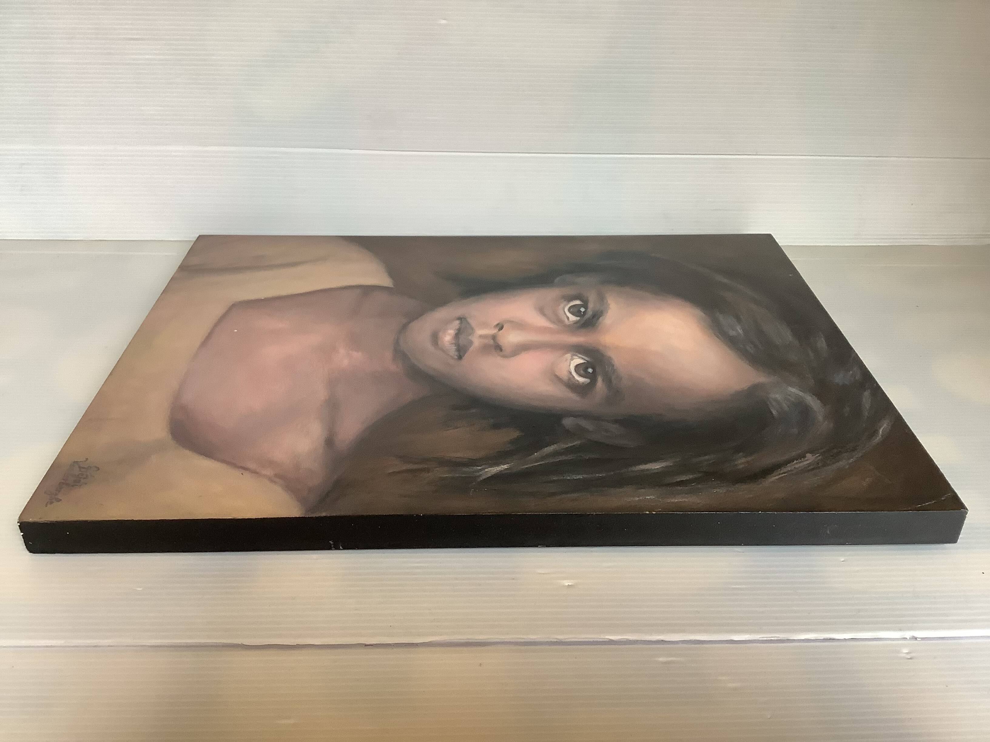 Portrait by Heidi Vanlerberghe painting on panel