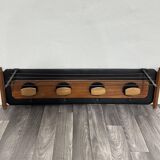 Mid-Century Scandinavian Teak and Leather Wall Coat Rack, 1960s