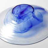 Vintage Blue Swirl Glass Fruit Bowl / Bormioli Rocco / Italy / 1990s