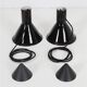 Set of 2 Holmegaard / Michael Bang 'Mini P&T' pendant lamps / handmade glass / red / black / 1970s