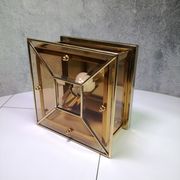 Ceiling lamp or square wall lamp in brass, beveled and tinted glass 1970
