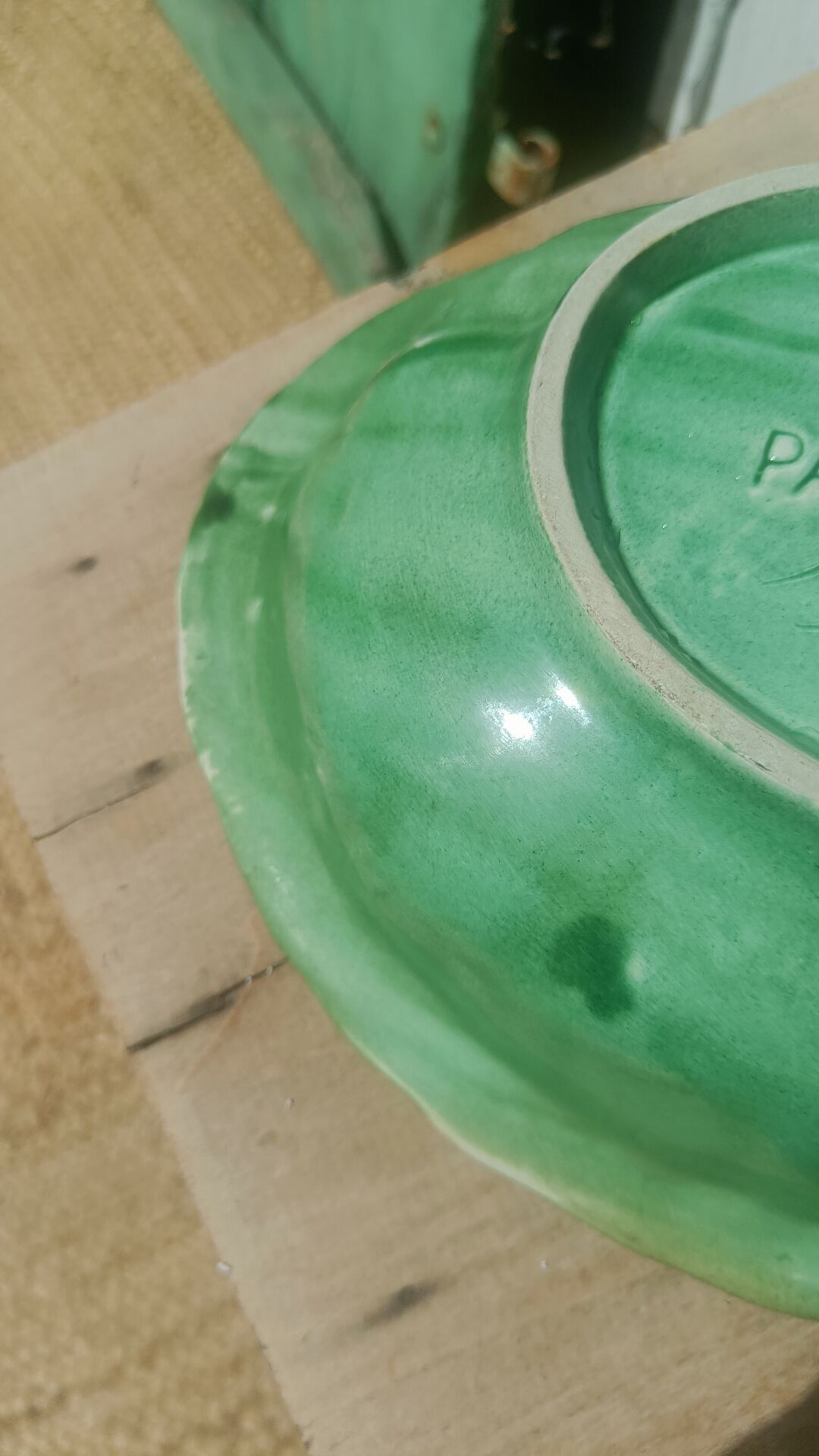 Vintage cabbage decorated earthenware salad bowl