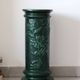 Pedestal column in green ceramic with flower and fruit decoration