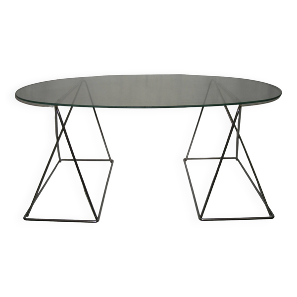 Table basse traiteaux des années 70