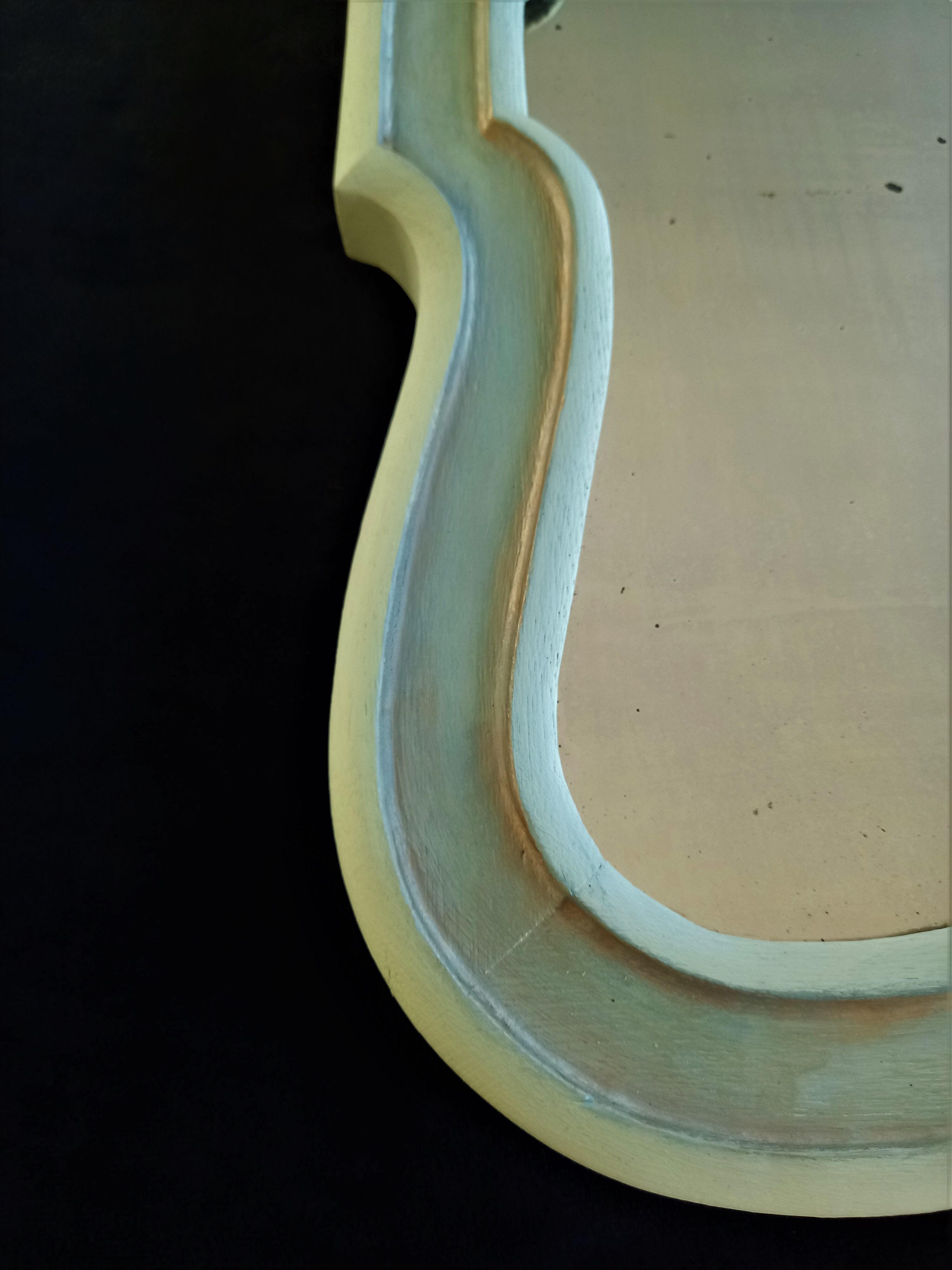 Old mirror carved baroque style in green linden & gold