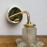 Gold bent applique vintage glass tulip