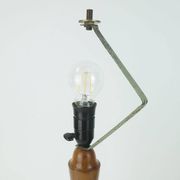 rare large mid century modern cocoon TABLE LAMP cherrywood base 1970s
