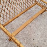 Vintage rattan daybed in basket shape - 1950s
