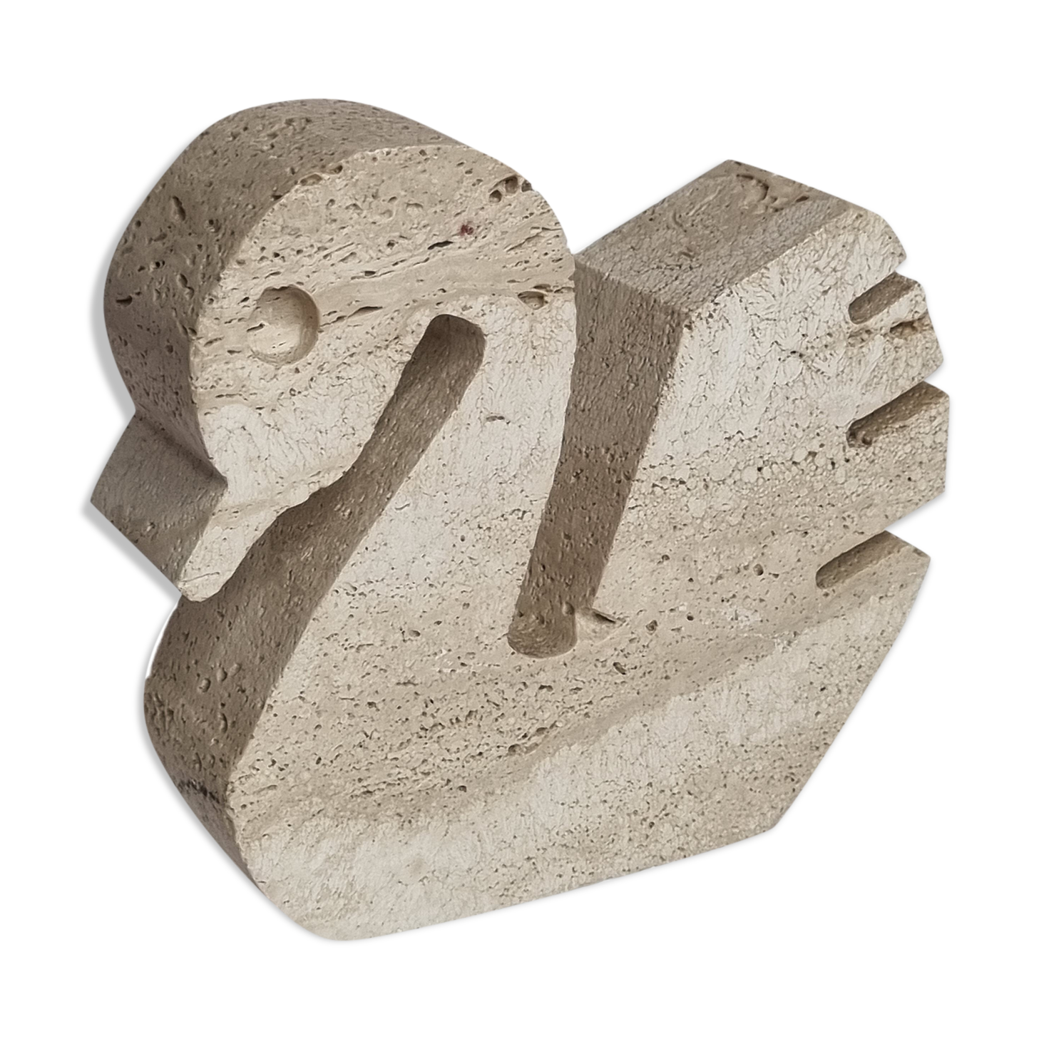 Sculpture originale de cygne en travertin