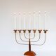 Large vintage brass and elm candelabra, 1940s