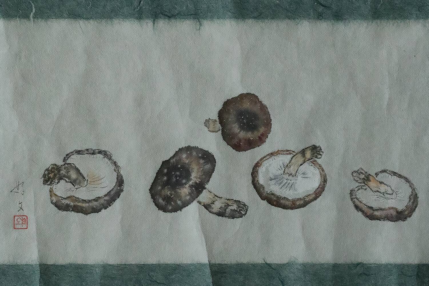 Japanese painting, Svampar, Mixed technique on artistic fabric, Denmark