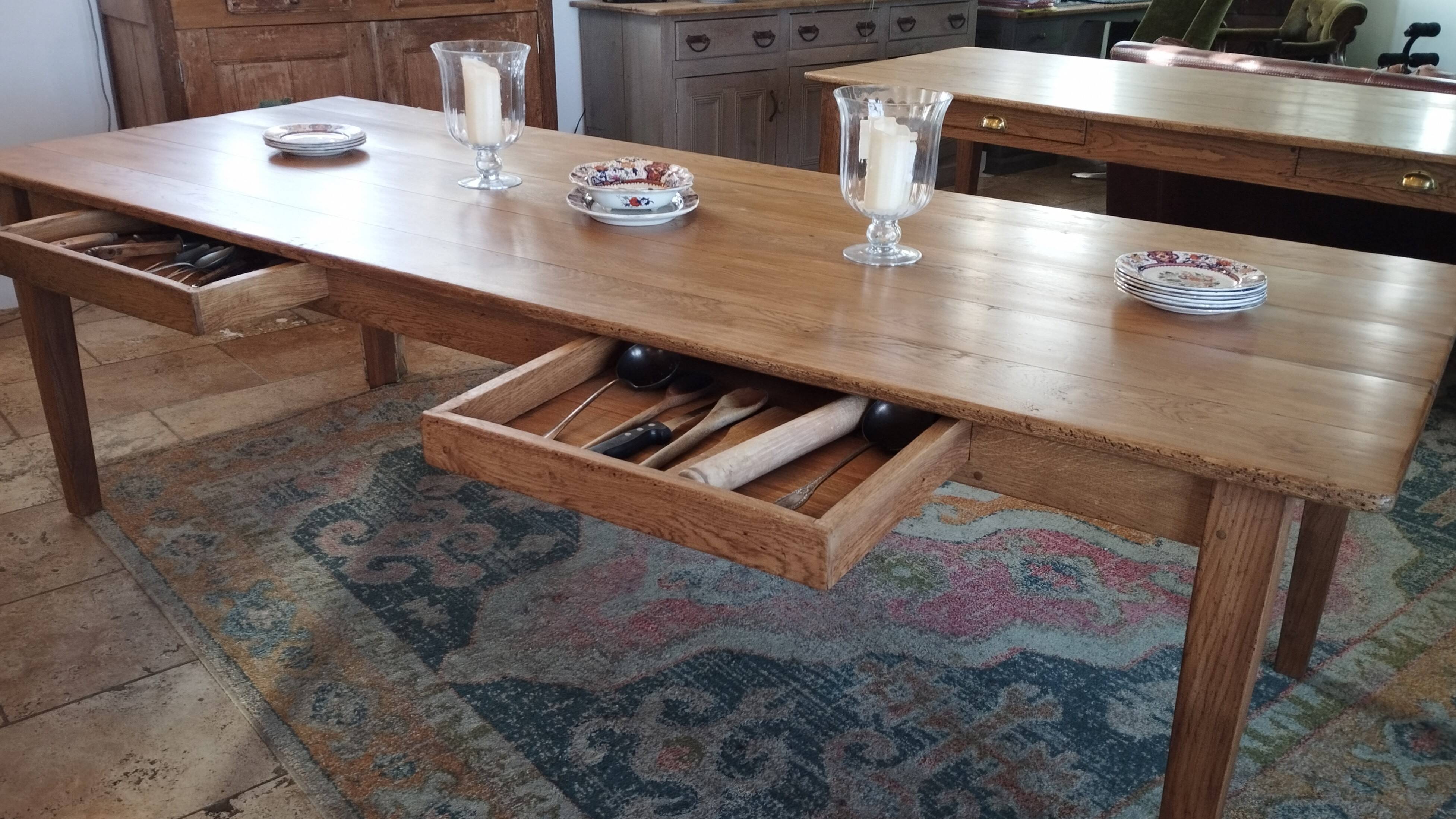 Solid oak farmhouse table 260x100