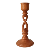 Vintage candle holder in carved wood