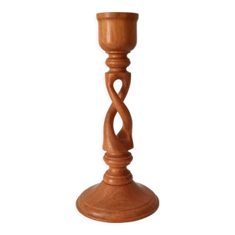 Vintage candle holder in carved wood