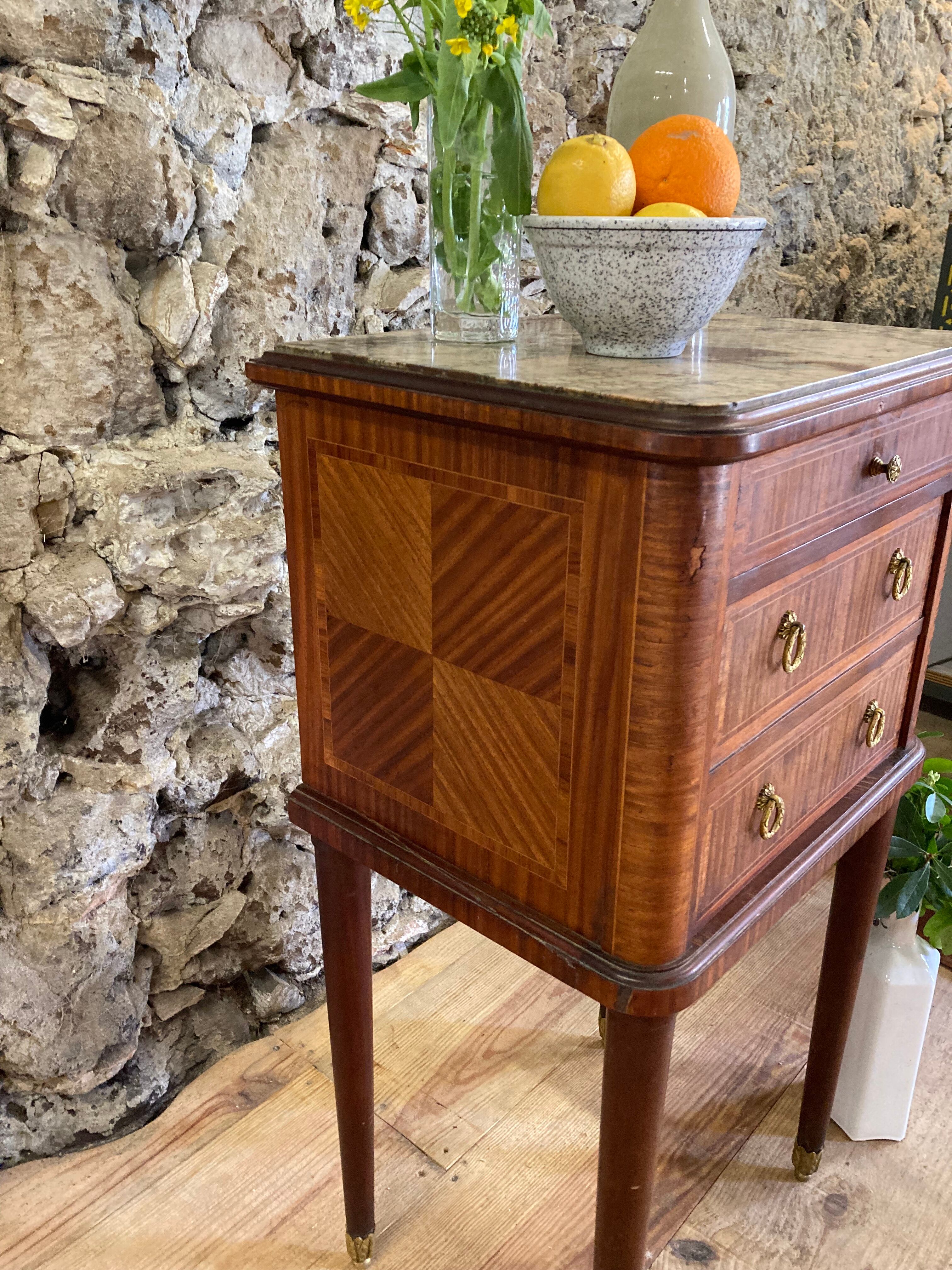 Bedside table Louis XVI marquetry
