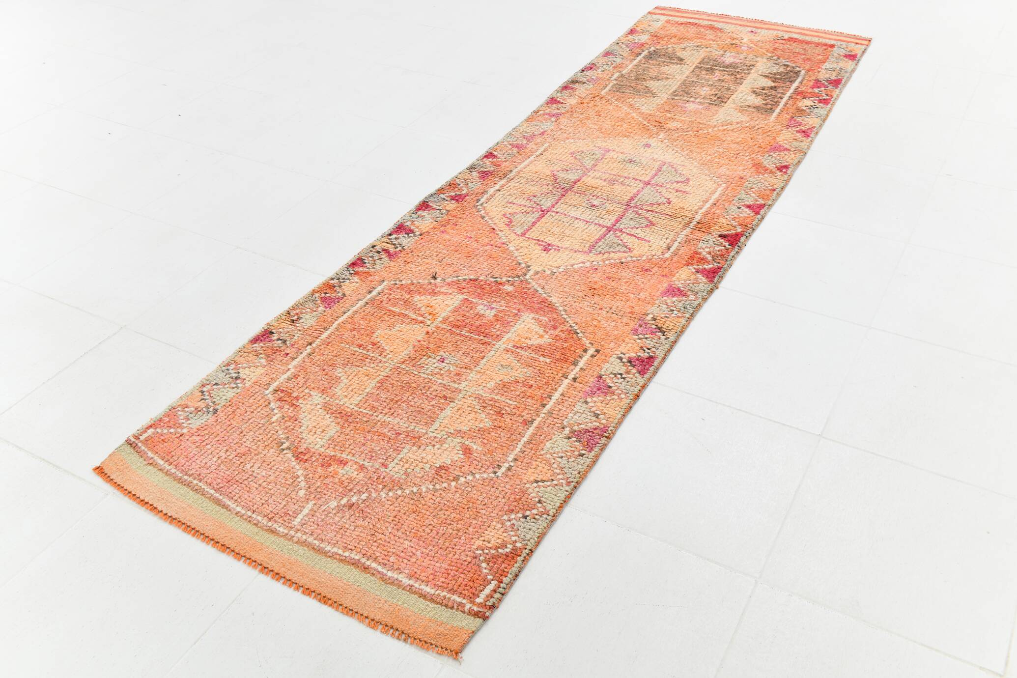 Tapis de couloir vintage aux couleurs douces, 91 x 295 cm