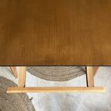 Scandinavian wooden and black table, 50s-70s