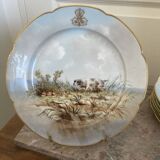 Antique 6x Sèvres Porcelain Plates Lahore & Basket 19th Century Hunting