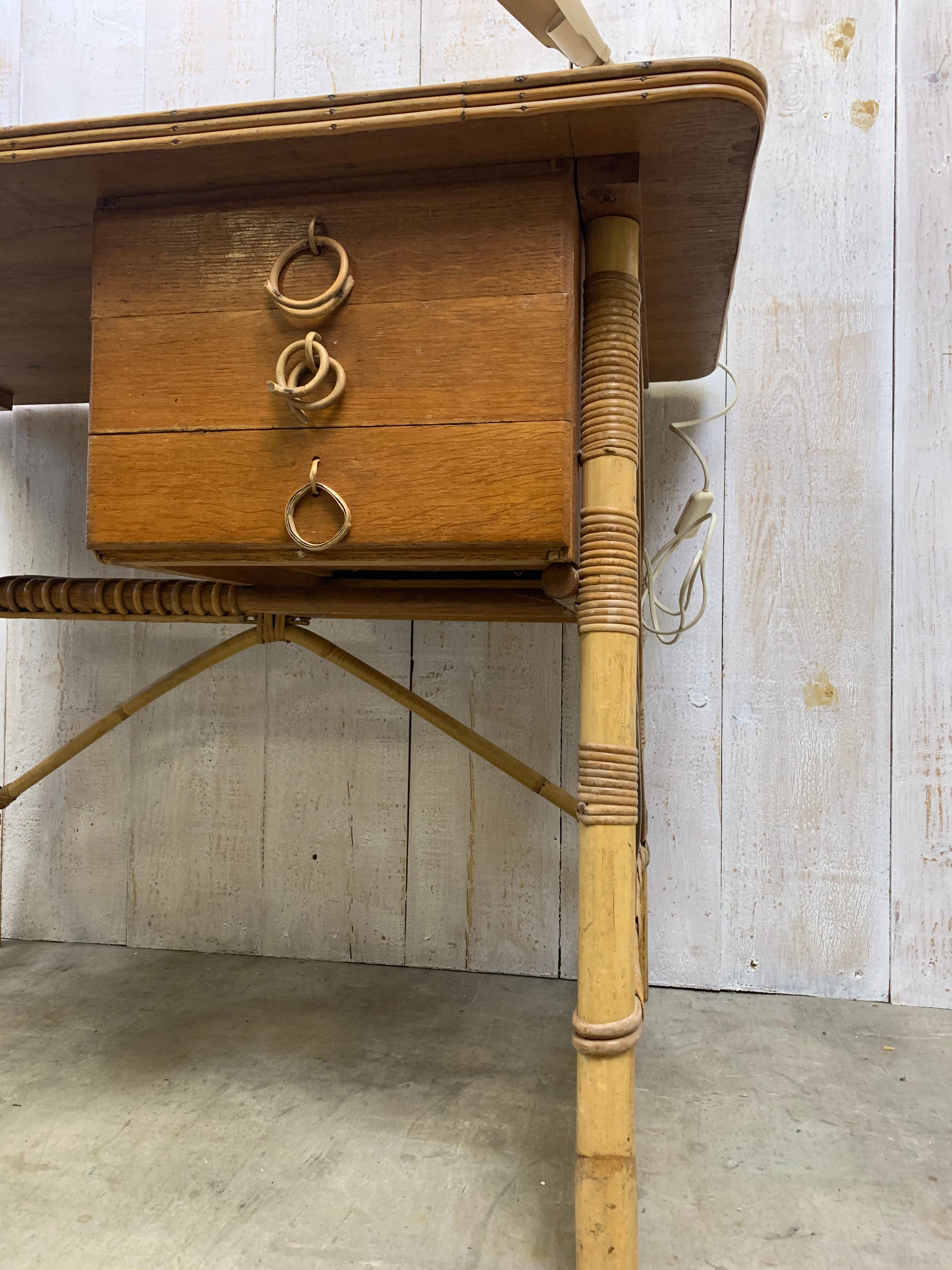 Louis Sognot rattan desk