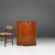 Meuble d'angle antique français avec façade en bois, ca. 1850