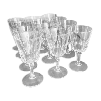 12 cut crystal wine glasses, 1970