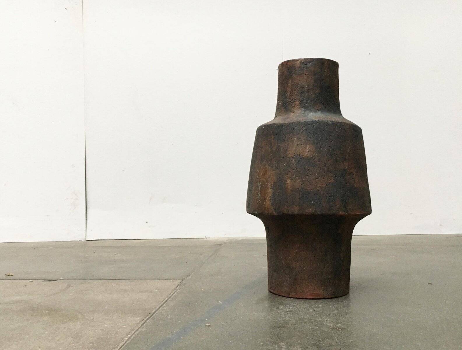 Brutalist ceramic vase in German mid-century style by Gerhard Liebenthron, 1969.