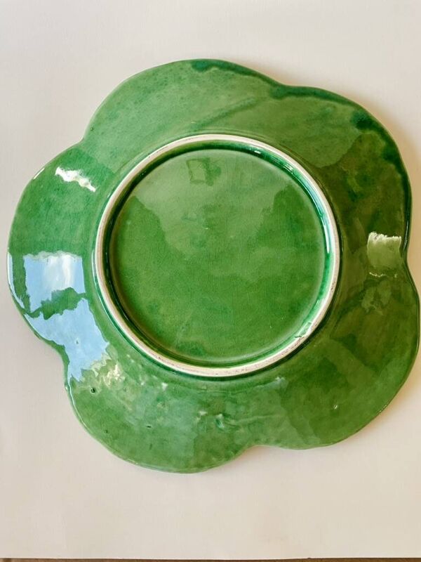 Soupière vintage verte  en barbotine grand modèle – Modèle chou – Années 70