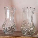 Pair of vintage carved glass vases