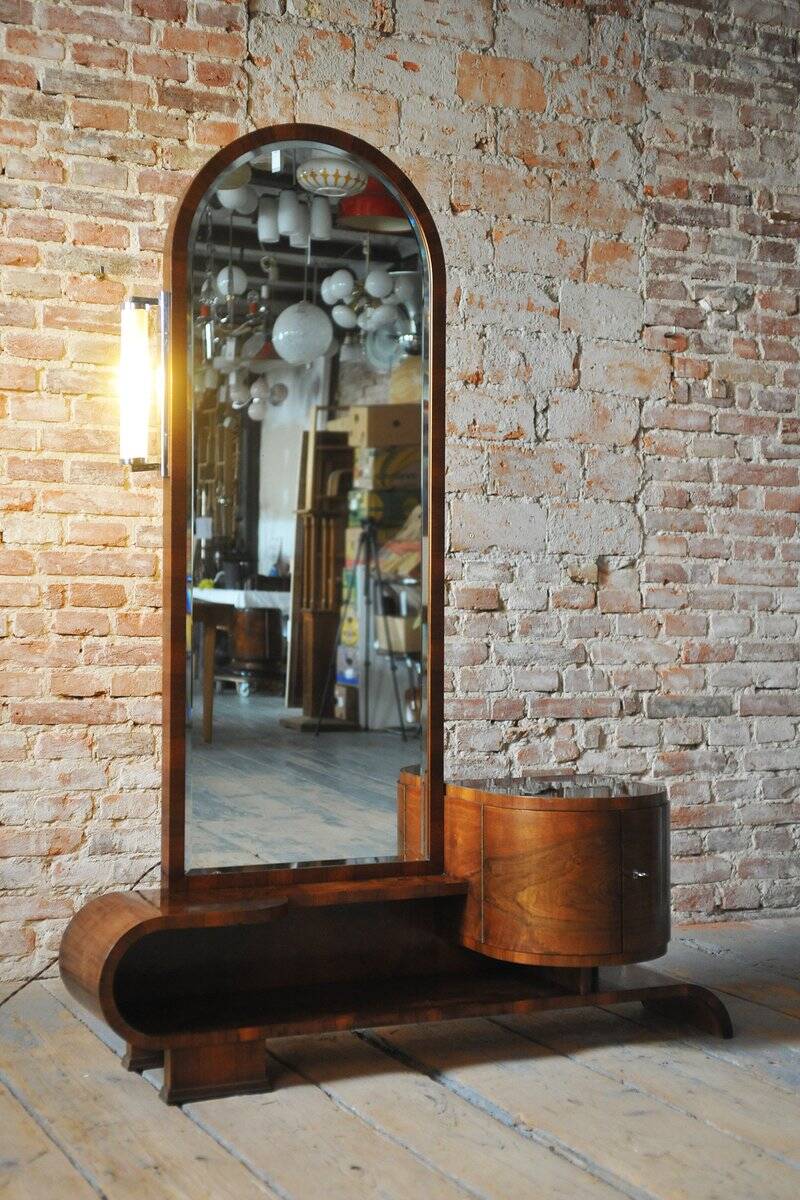 Czech Art Deco Dressing Mirror in Walnut, 1930s
