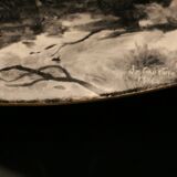 Important earthenware dish Creil Montereau forest Fontainebleau signed Gauthier 1886