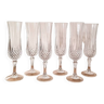 6 crystal Champagne flutes, Cristal d'Arques, Longchamp model